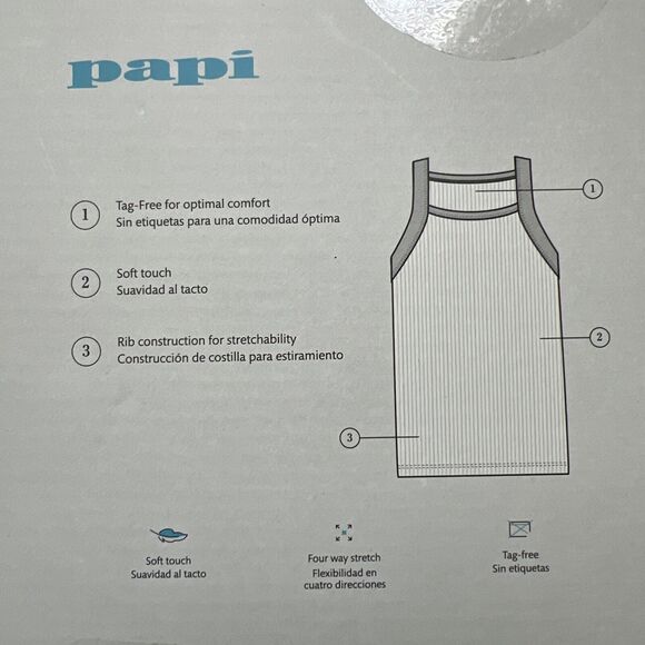 NEW 3 PACK PAPI COTTON STRETCH WHITE TANK TOPS SOFT TOUCH TAG FREE SZ S(34-36) - Picture 6 of 9